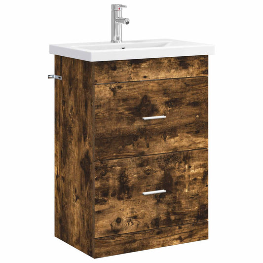 Bathroom Furniture Set Smoked Oak 61 x 40 x 84.5 cm