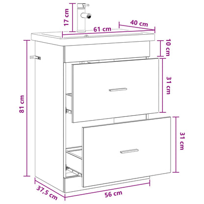 Bathroom Furniture Set Grey Sonoma 61 x 40 x 84.5 cm