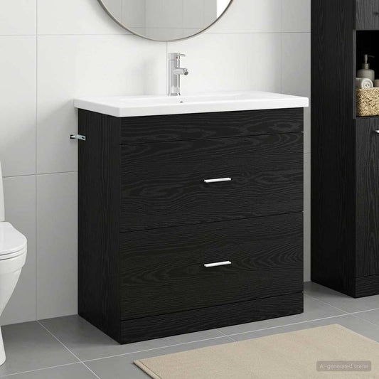 Bathroom Furniture Set Black Oak 81 x 40 x 84.5 cm