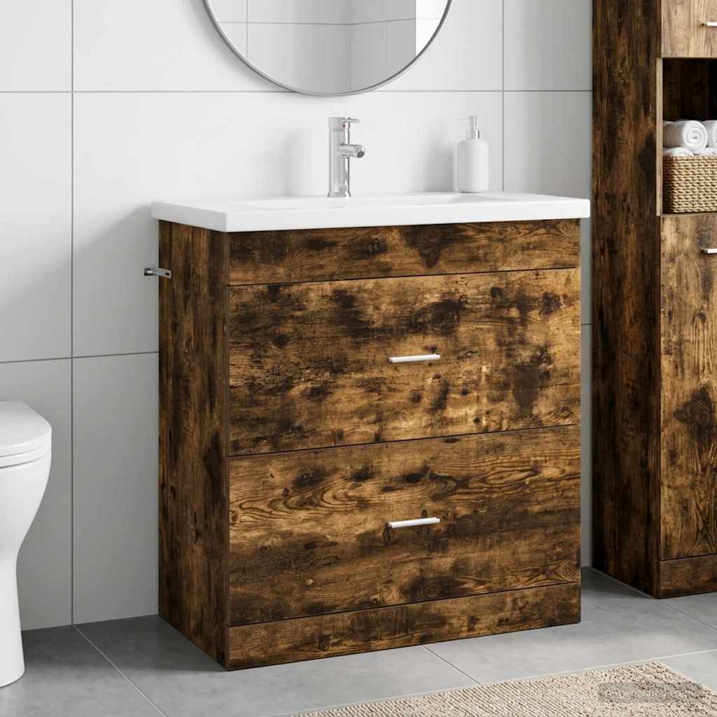 Bathroom Furniture Set Smoked Oak 81 x 40 x 84.5 cm