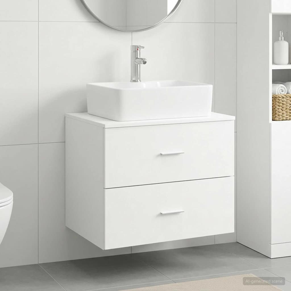 Bathroom Furniture Set White Engineered Wood