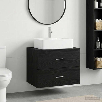 Bathroom Furniture Set Black Oak Engineered Wood