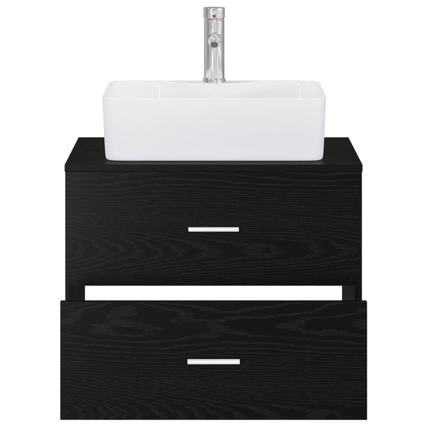 Bathroom Furniture Set Black Oak Engineered Wood