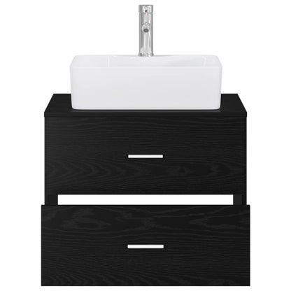 Bathroom Furniture Set Black Oak Engineered Wood