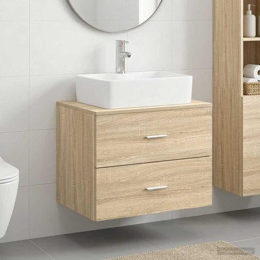 Bathroom Furniture Set Sonoma Oak Engineered Wood