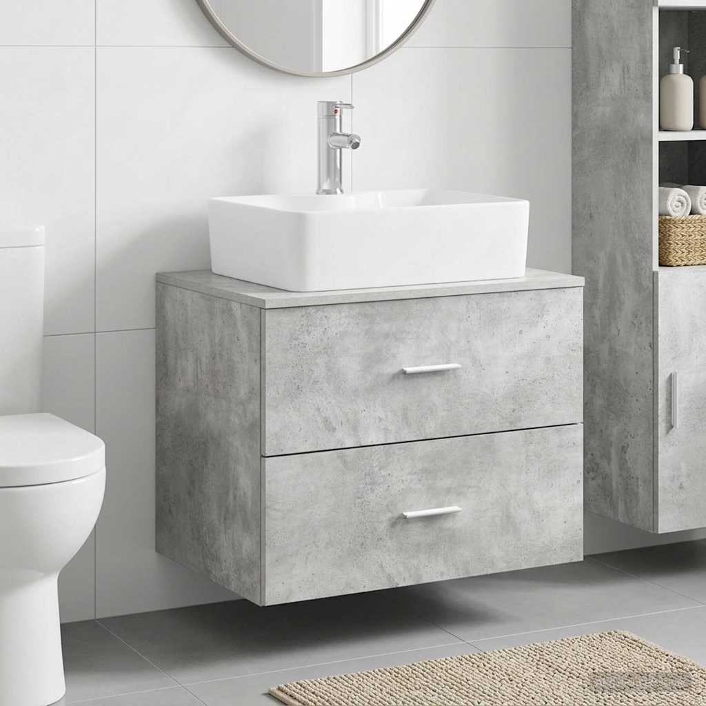 Bathroom Furniture Set Concrete Grey Engineered Wood