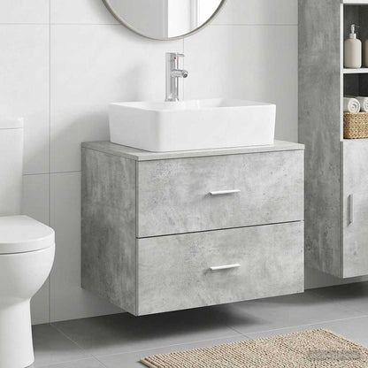 Bathroom Furniture Set Concrete Grey Engineered Wood