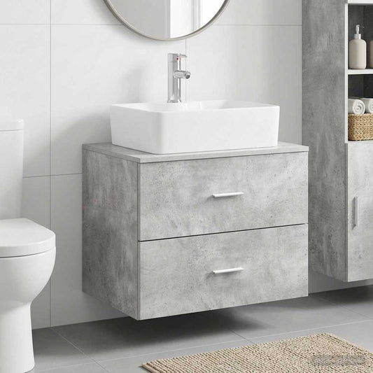 Bathroom Furniture Set Concrete Grey Engineered Wood