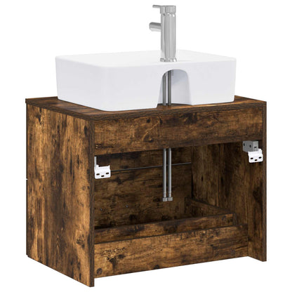 Bathroom Furniture Set Smoked Oak Engineered Wood