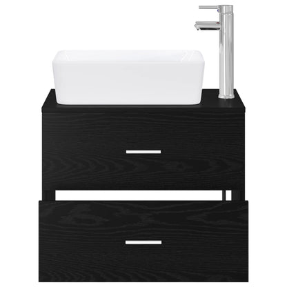 Bathroom Furniture Set Black Oak Engineered Wood
