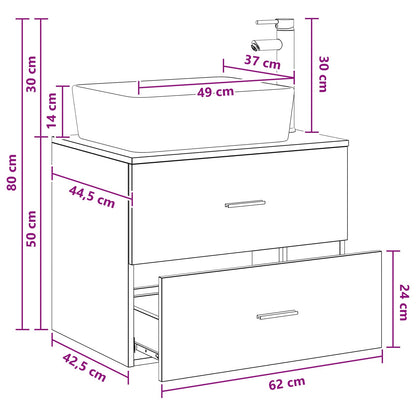 Bathroom Furniture Set Black Oak Engineered Wood