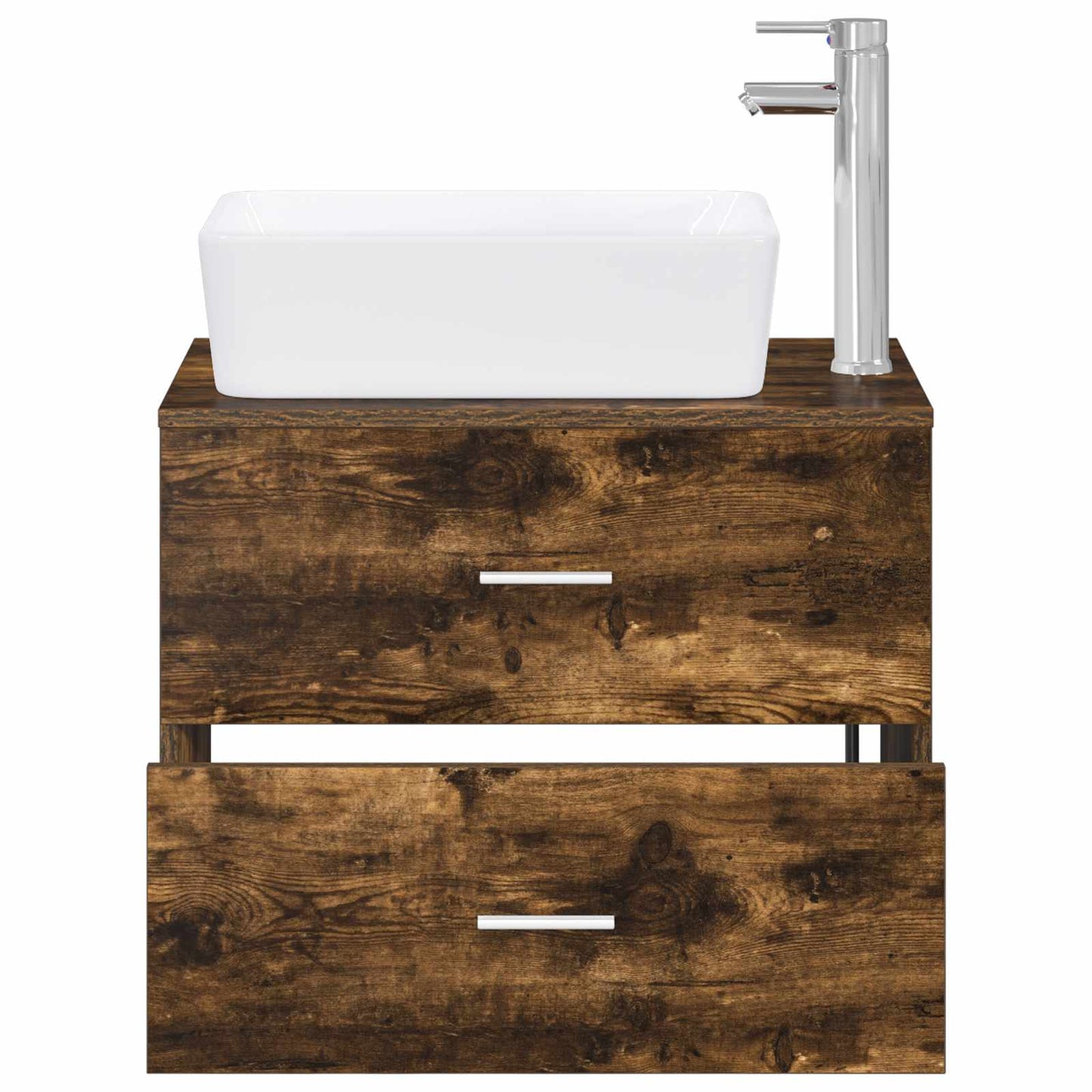 Bathroom Furniture Set Smoked Oak Engineered Wood