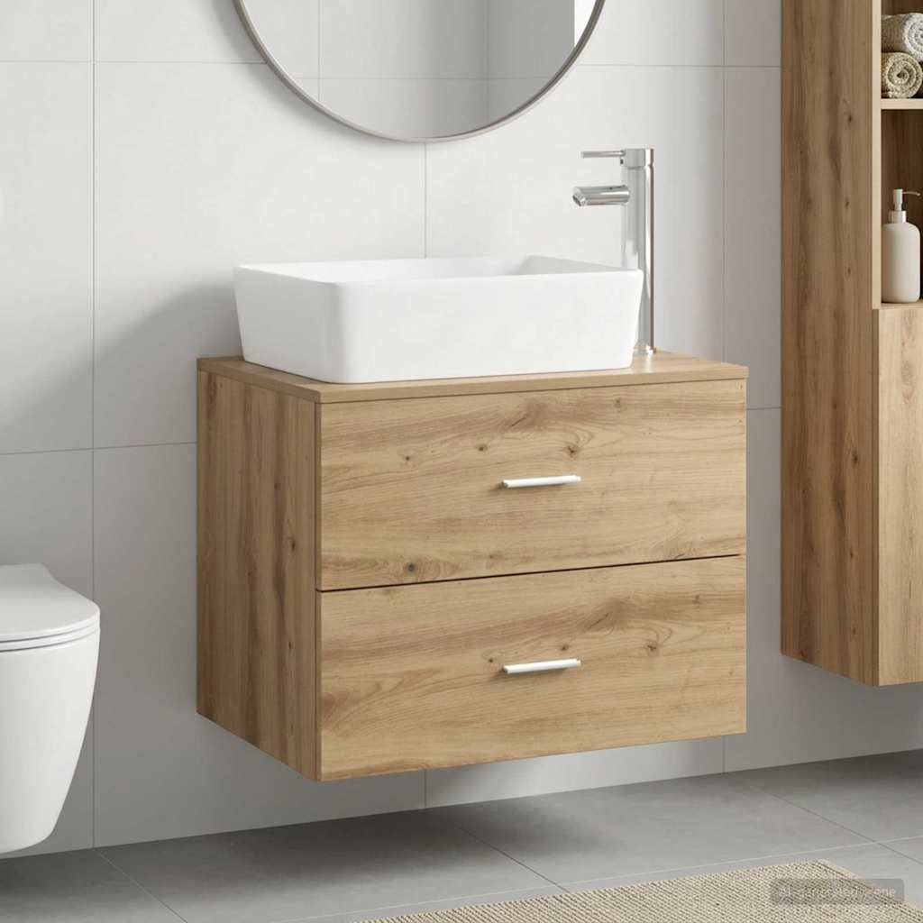 Bathroom Furniture Set Artisan Oak Engineered Wood