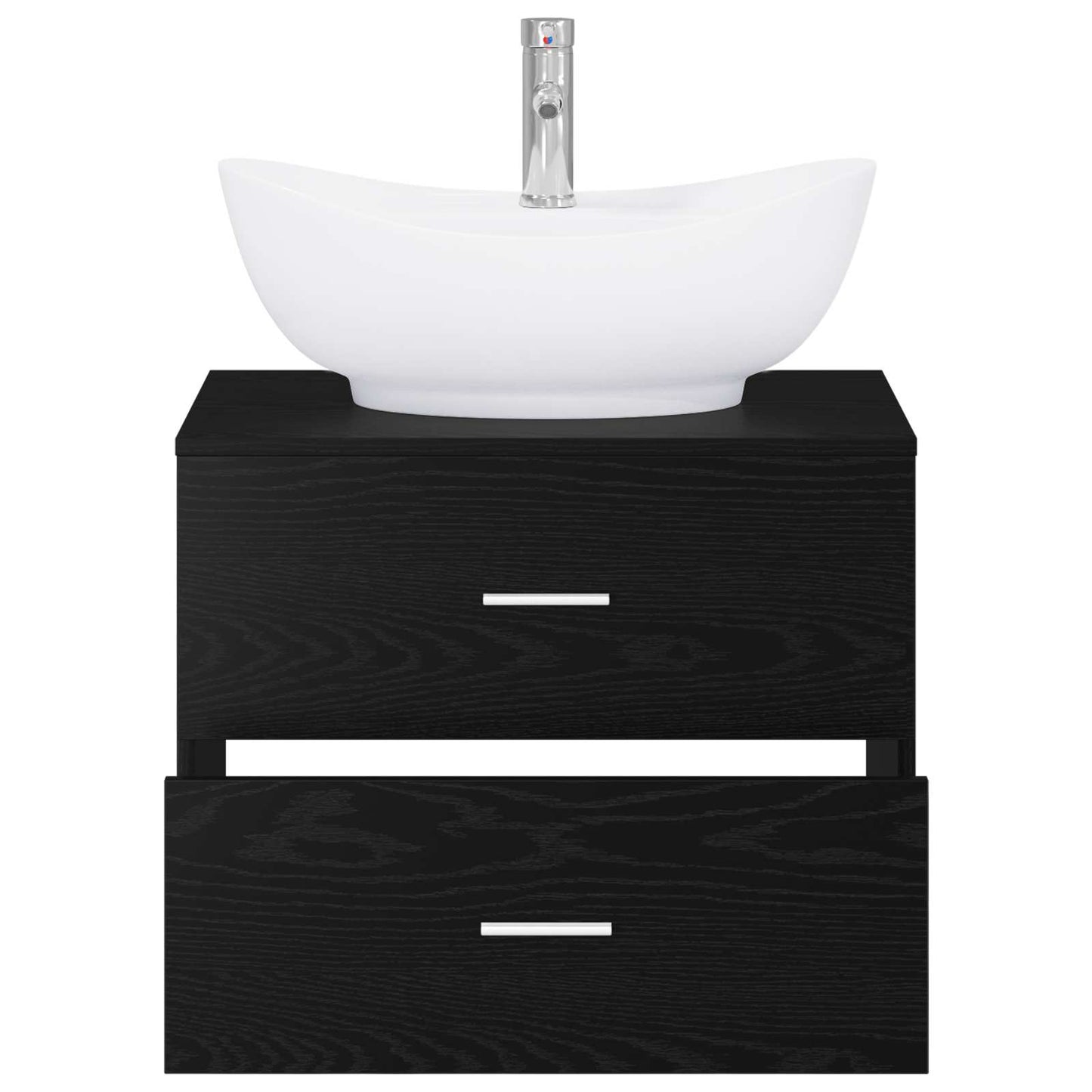 Bathroom Furniture Set Black Oak Engineered Wood