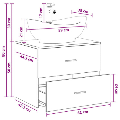 Bathroom Furniture Set Black Oak Engineered Wood
