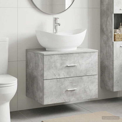 Bathroom Furniture Set Concrete Grey Engineered Wood