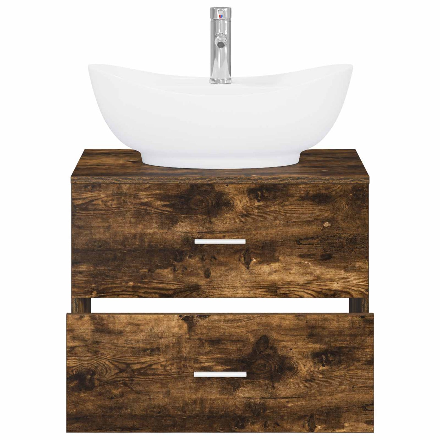 Bathroom Furniture Set Smoked Oak Engineered Wood