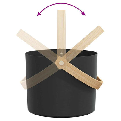 Sauna Accessory Set 2 pcs Black Aluminium and Solid Pine Wood