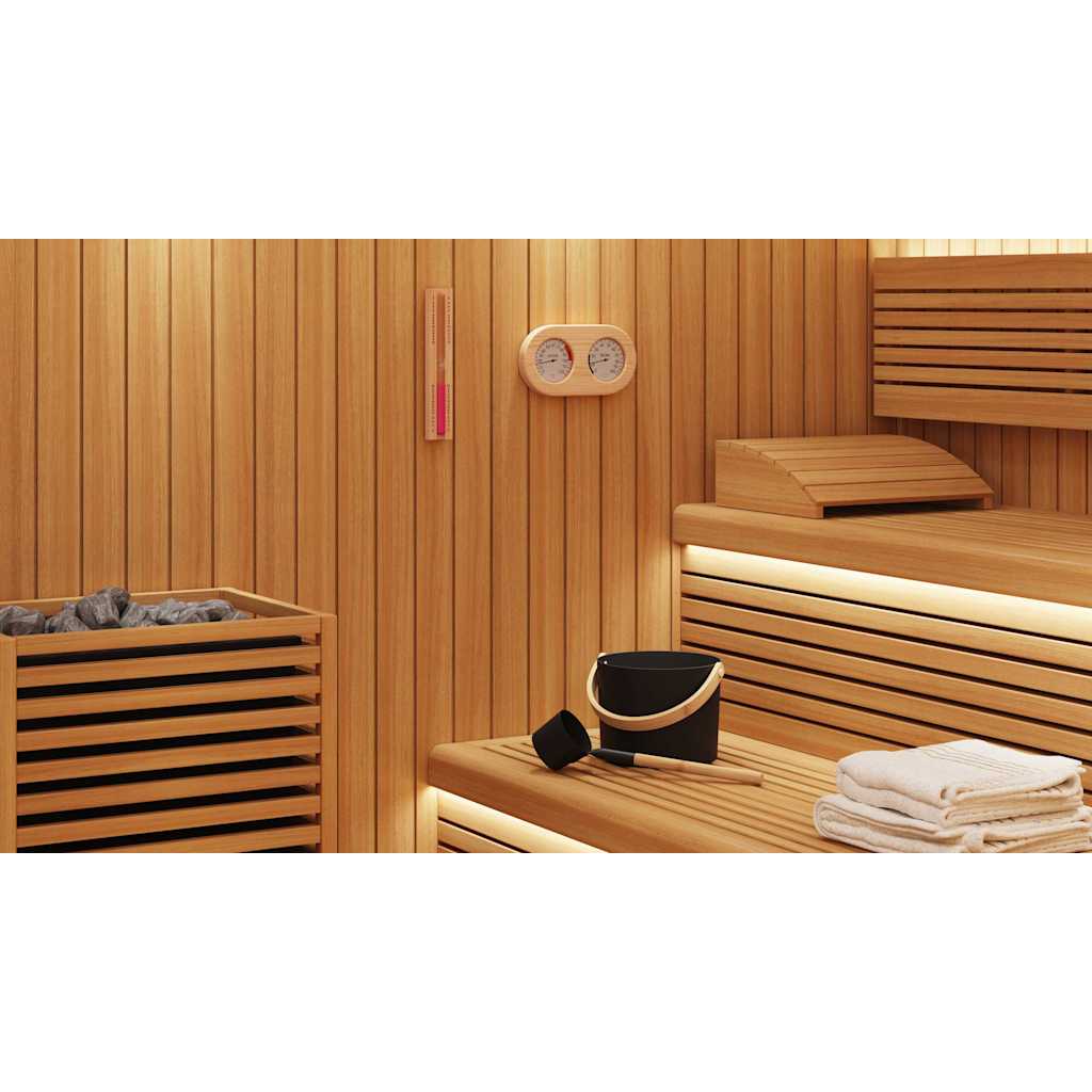 Sauna Accessory Set 4 pcs Black Aluminium and Solid Pine Wood