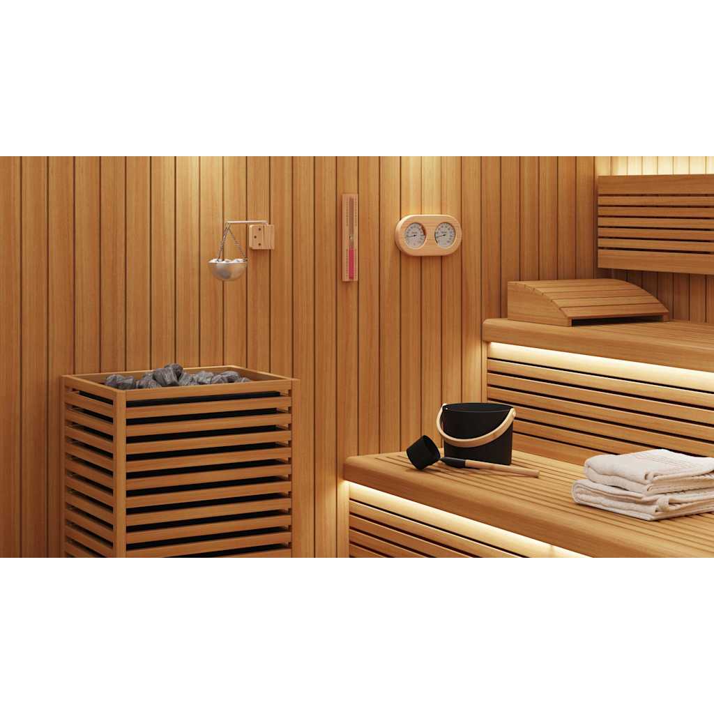 Sauna Accessory Set 5 pcs Black Aluminium and Solid Pine Wood