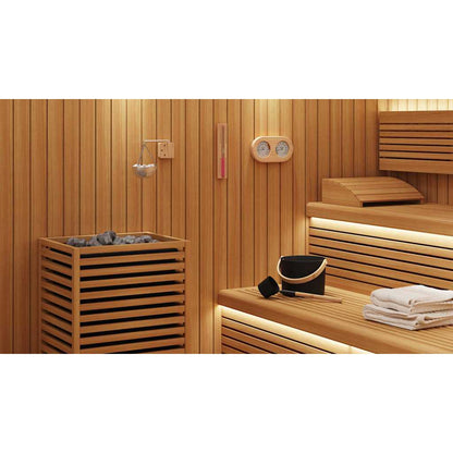 Sauna Accessory Set 5 pcs Black Aluminium and Solid Pine Wood
