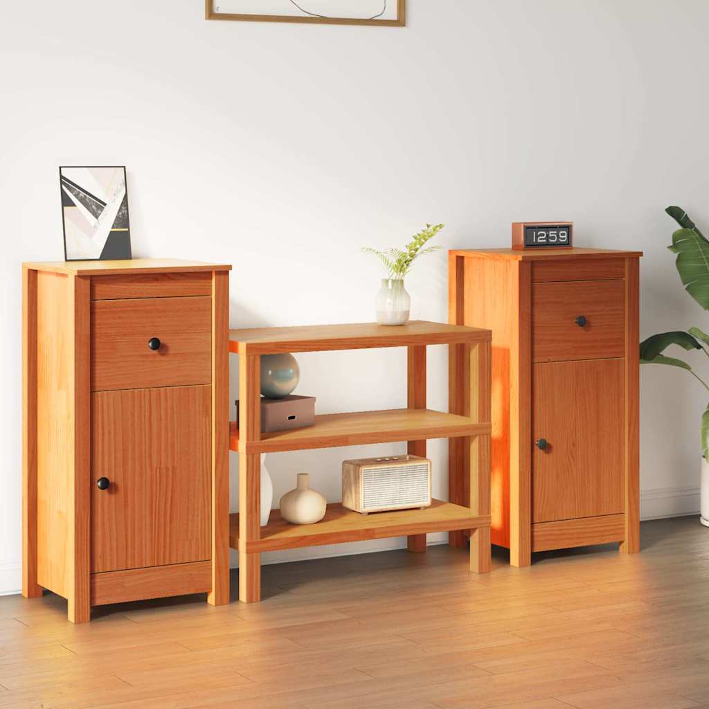 Sideboard 2 pcs Wax Brown 39 x 34.5 x 80 cm Solid Pine Wood