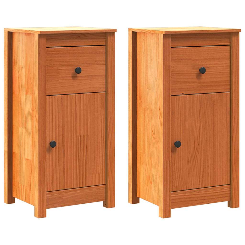 Sideboard 2 pcs Wax Brown 39 x 34.5 x 80 cm Solid Pine Wood