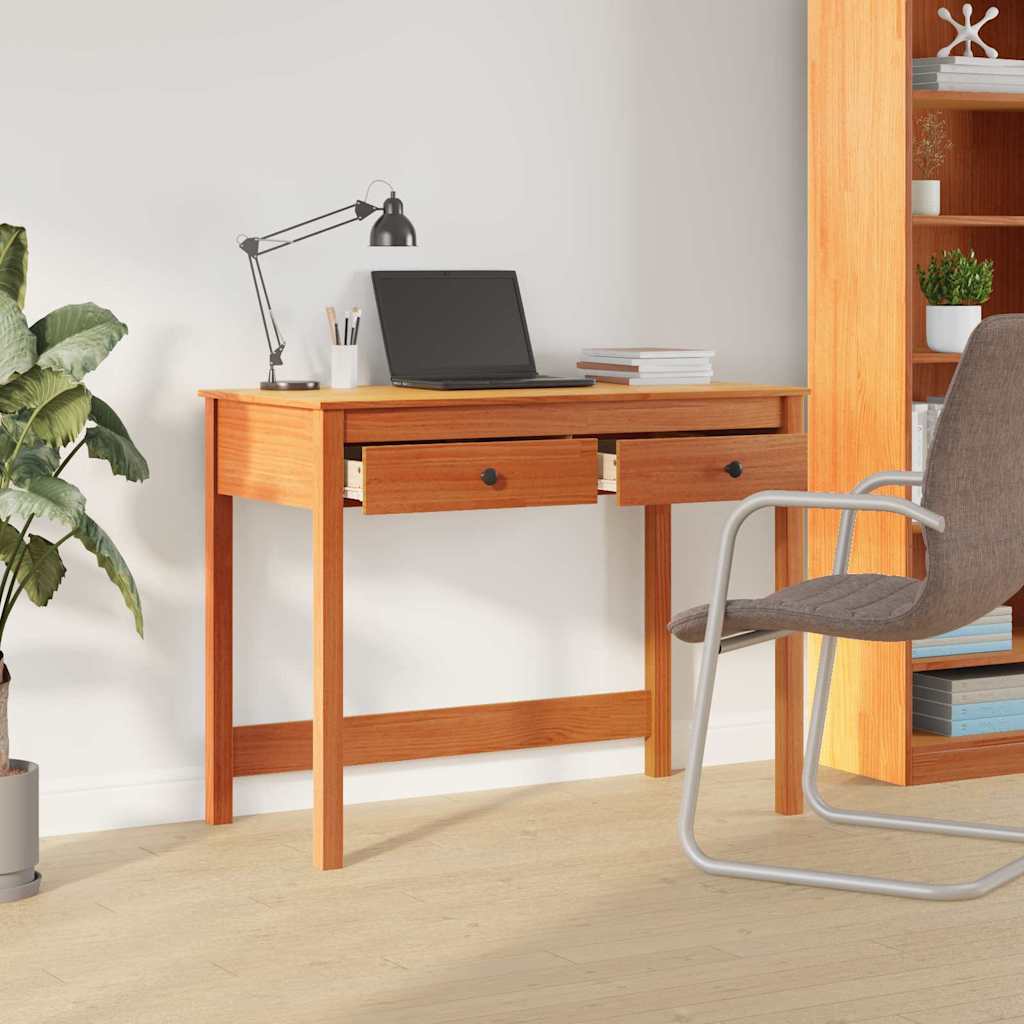 Desk with Drawer Max Brown 100 x 50 x 78 cm Solid Pine Wood