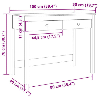 Desk with Drawer Max Brown 100 x 50 x 78 cm Solid Pine Wood
