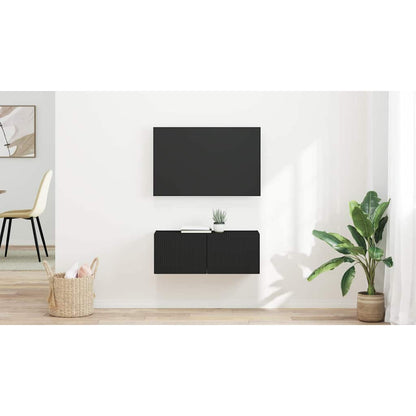 TV Wall Cabinet 2 pcs Black 39 x 31 x 29.5 cm Engineered Wood
