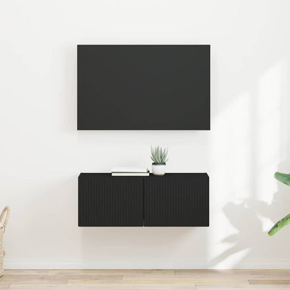 TV Wall Cabinet 2 pcs Black 39 x 31 x 29.5 cm Engineered Wood