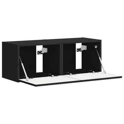 TV Wall Cabinet 2 pcs Black 39 x 31 x 29.5 cm Engineered Wood