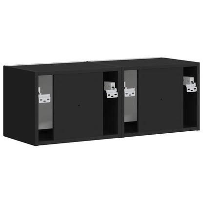 TV Wall Cabinet 2 pcs Black 39 x 31 x 29.5 cm Engineered Wood