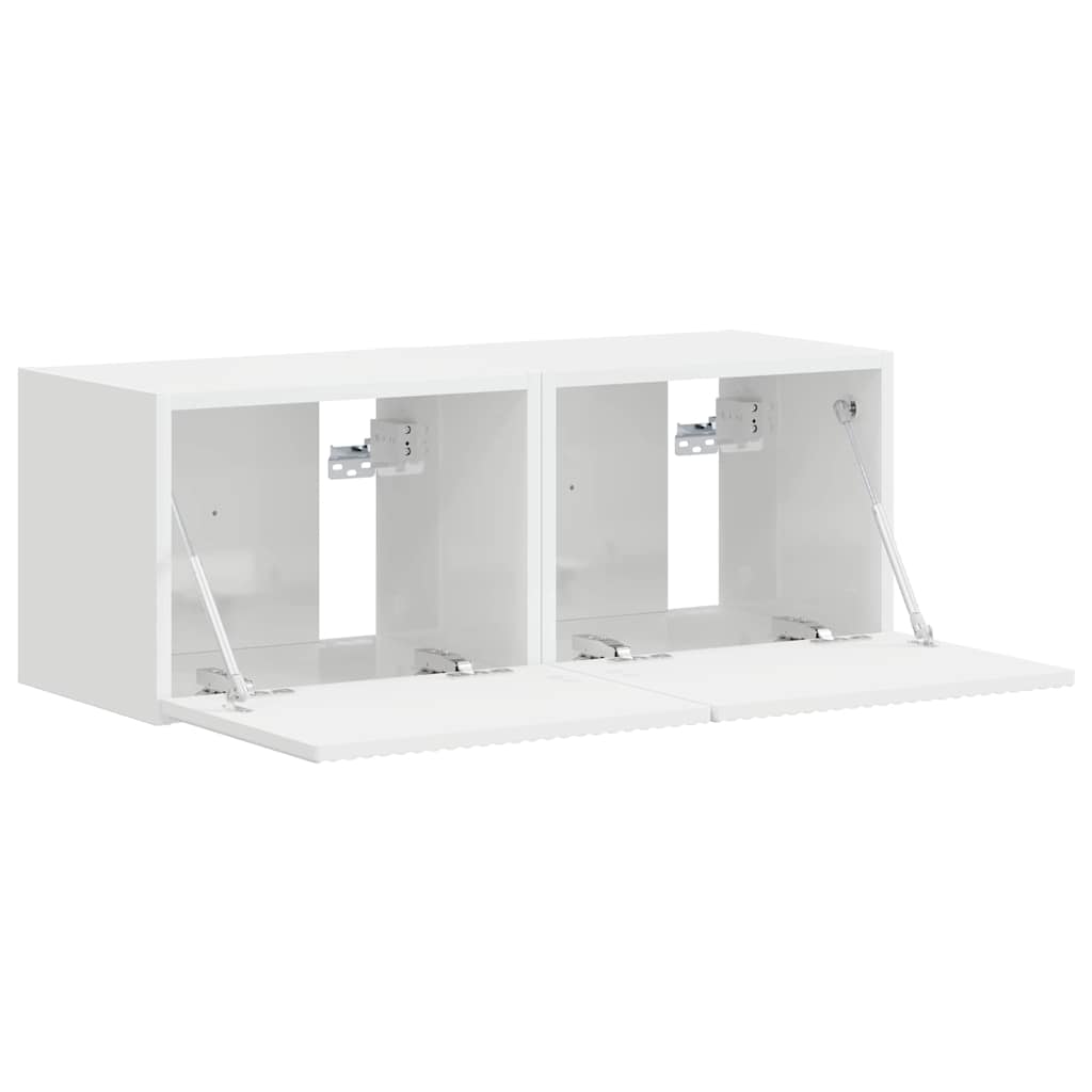 TV Wall Cabinet 2 pcs Gloss White 39 x 31 x 29.5 cm