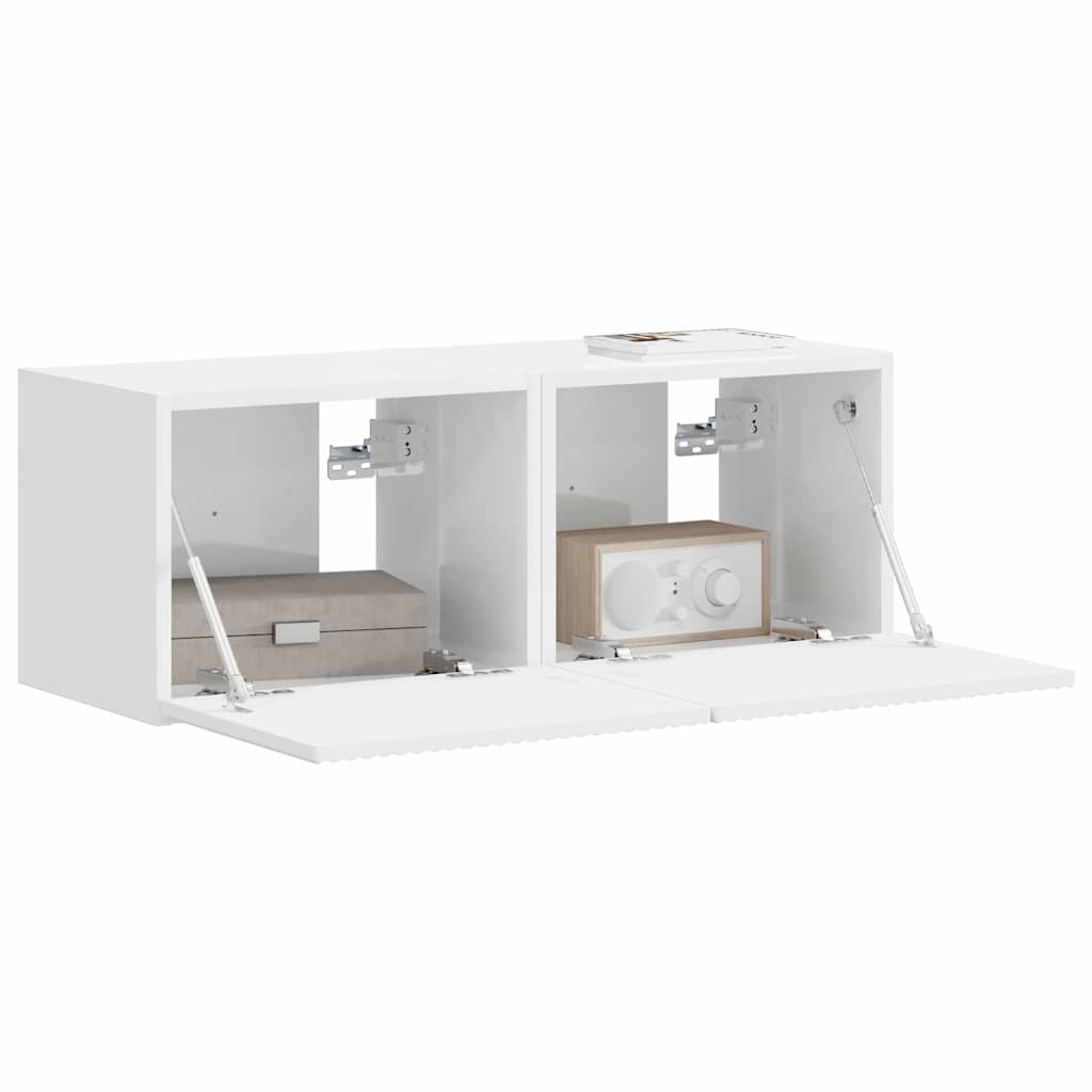 TV Wall Cabinet 2 pcs Gloss White 39 x 31 x 29.5 cm
