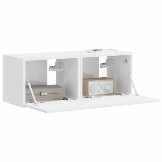 TV Wall Cabinet 2 pcs Gloss White 39 x 31 x 29.5 cm