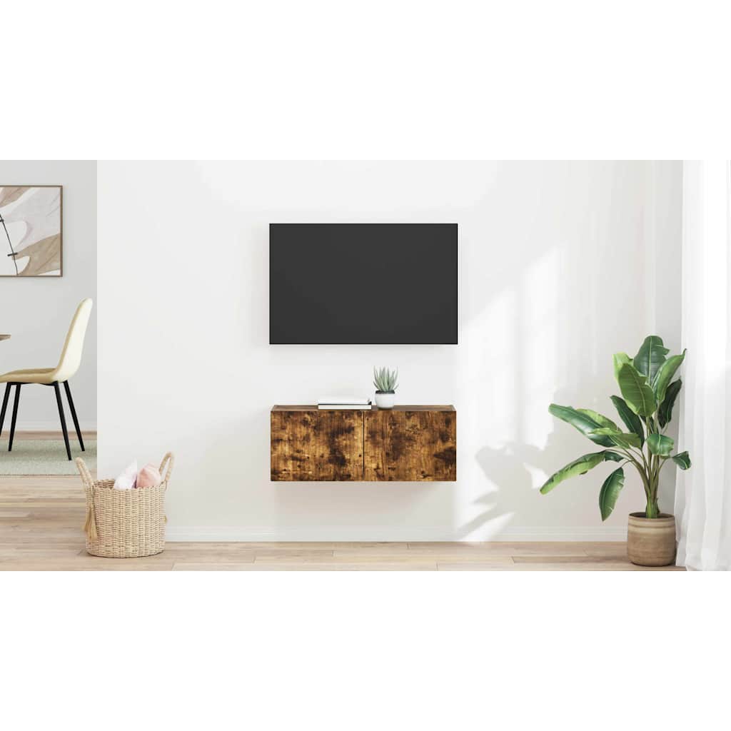 TV Wall Cabinet Wall-mounted 2 pcs Smoked Oak 39 x 31 x 29.5 cm
