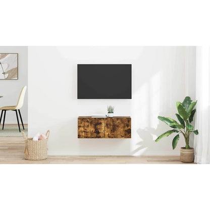 TV Wall Cabinet Wall-mounted 2 pcs Smoked Oak 39 x 31 x 29.5 cm