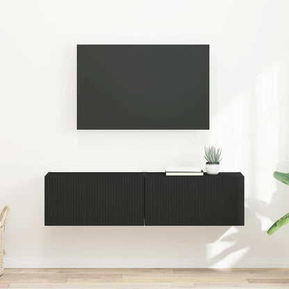 TV Wall Cabinet 2 pcs Black 60 x 31 x 29.5 cm Engineered Wood