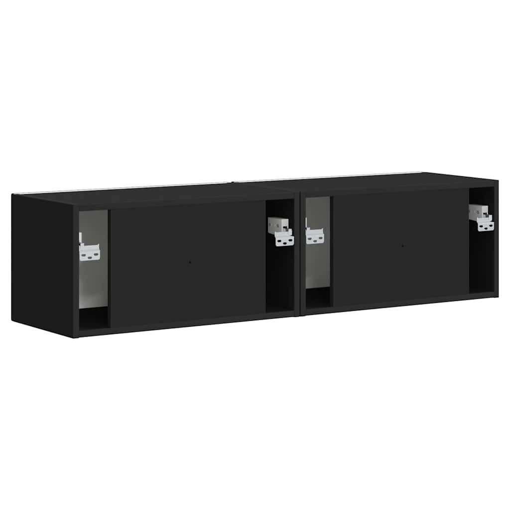 TV Wall Cabinet 2 pcs Black 60 x 31 x 29.5 cm Engineered Wood