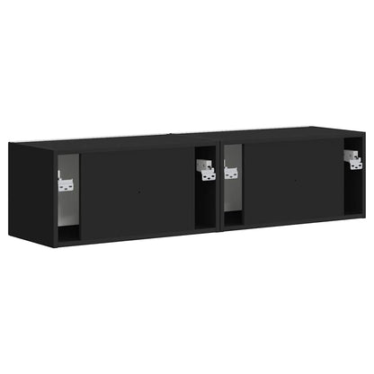 TV Wall Cabinet 2 pcs Black 60 x 31 x 29.5 cm Engineered Wood
