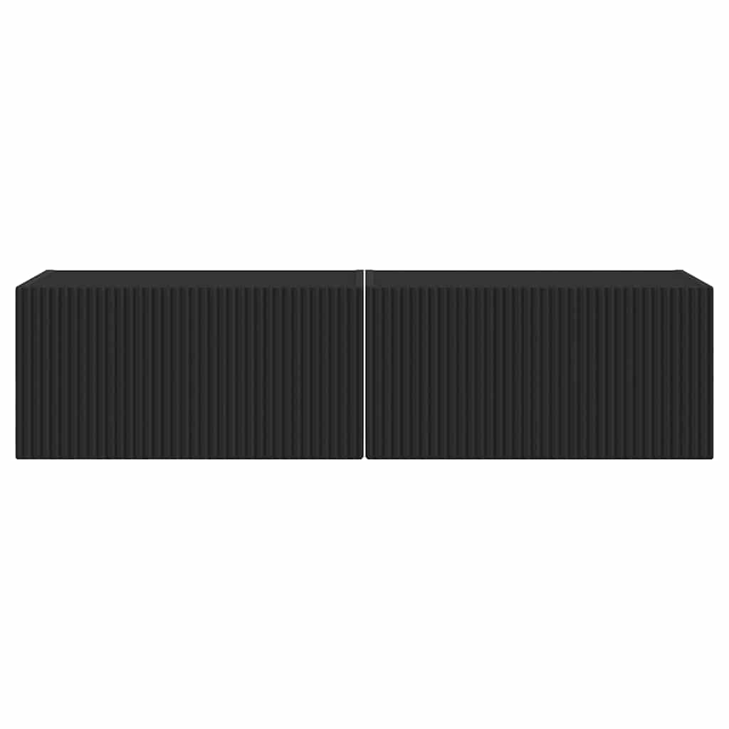 TV Wall Cabinet 2 pcs Black 60 x 31 x 29.5 cm Engineered Wood