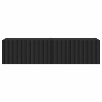 TV Wall Cabinet 2 pcs Black 60 x 31 x 29.5 cm Engineered Wood