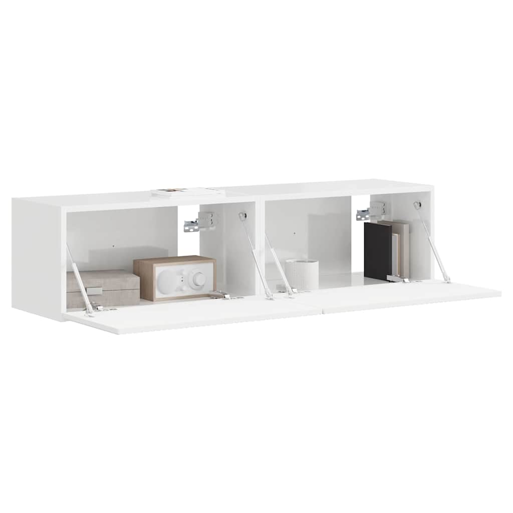 TV Wall Cabinet 2 pcs Gloss White 60 x 31 x 29.5 cm