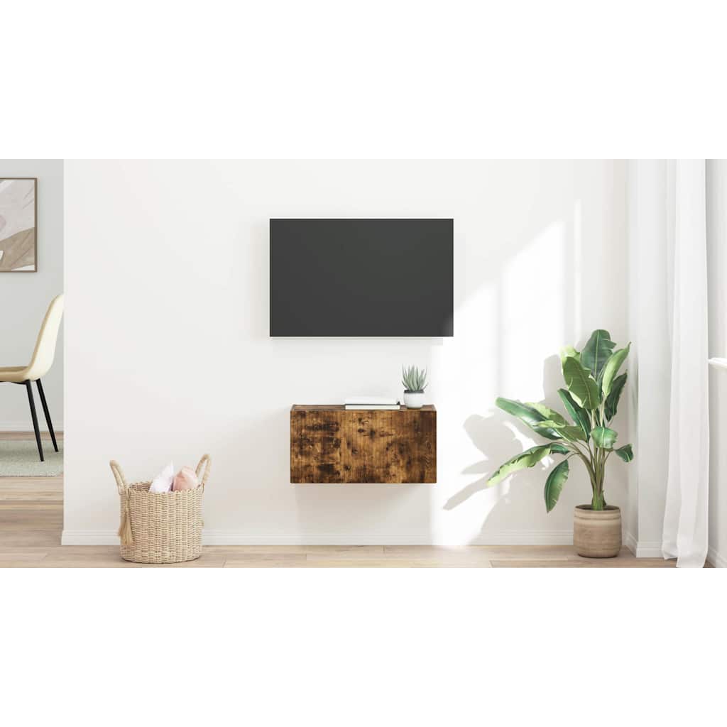 TV Wall Cabinet Smoked Oak 60 x 31 x 29.5 cm Engineered Wood
