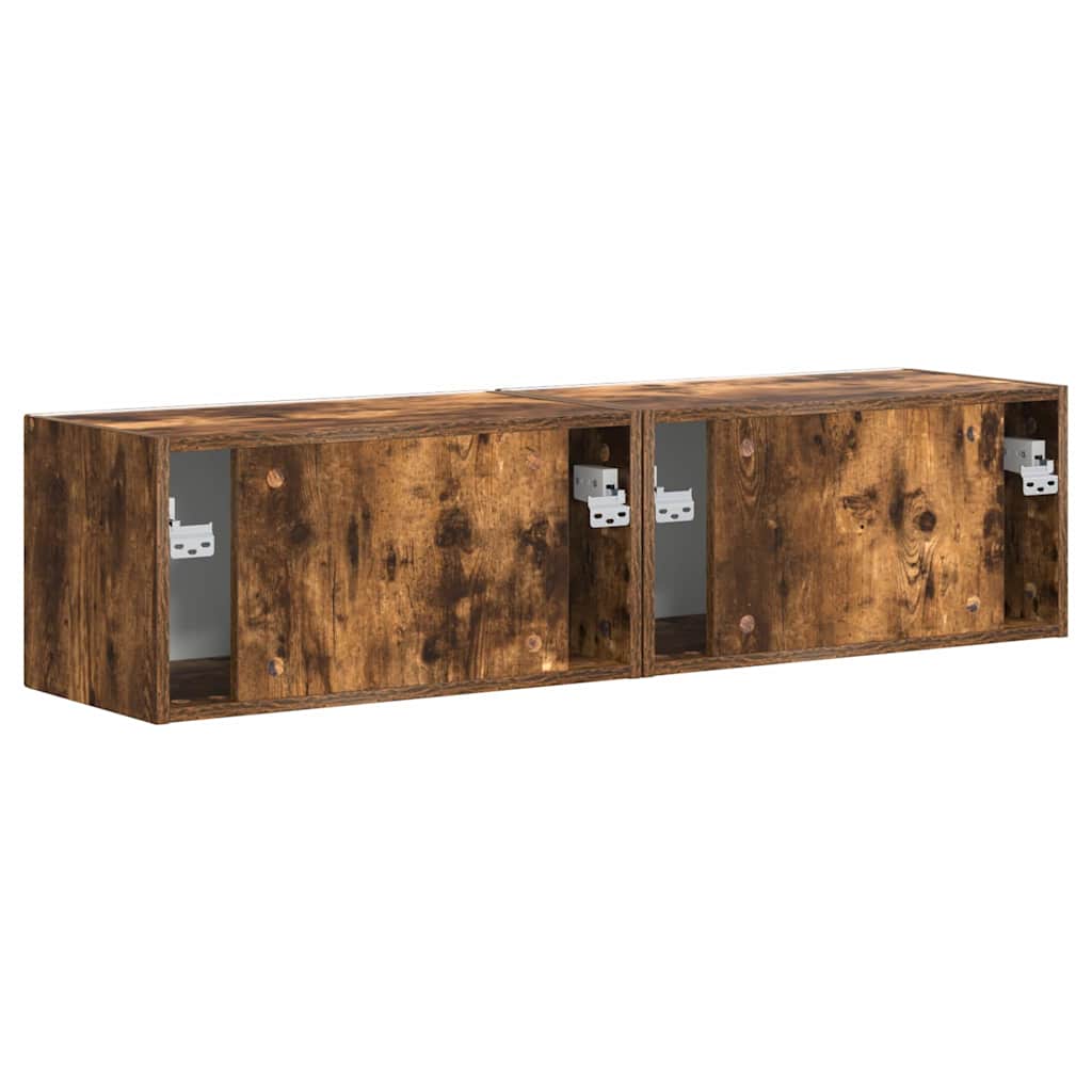 TV Wall Cabinet Wall-mounted 2 pcs Smoked Oak 60 x 31 x 29.5 cm