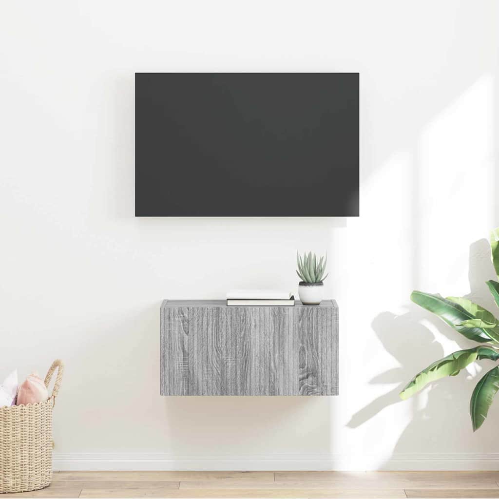 TV Wall Cabinet Grey Sonoma 60 x 31 x 29.5 cm Engineered Wood