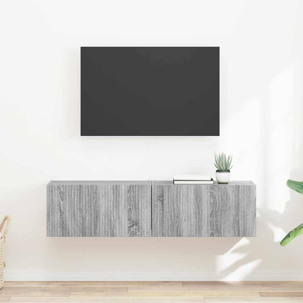 TV Wall Cabinet 2 pcs Grey Sonoma 60 x 31 x 29.5 cm