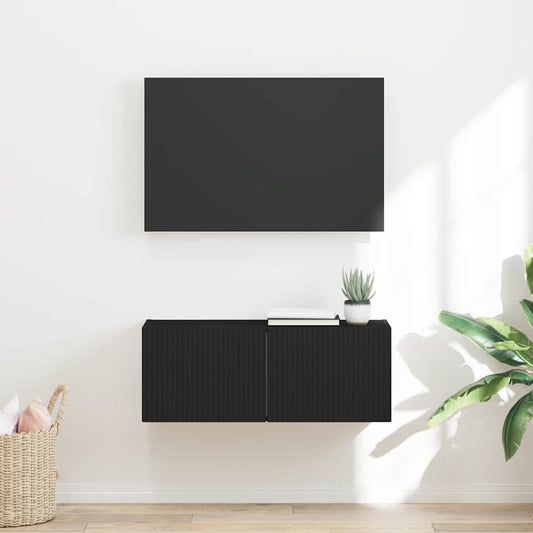 TV Wall Cabinet 78.5 x 30 x 29.5 cm Black Engineered Wood