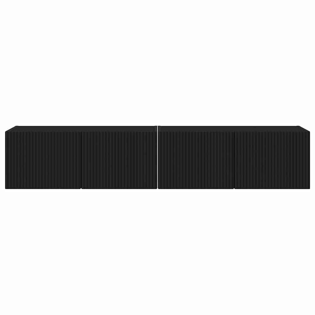 TV Wall Cabinet 2 pcs Black 78.5 x 31 x 29.5 cm Engineered Wood